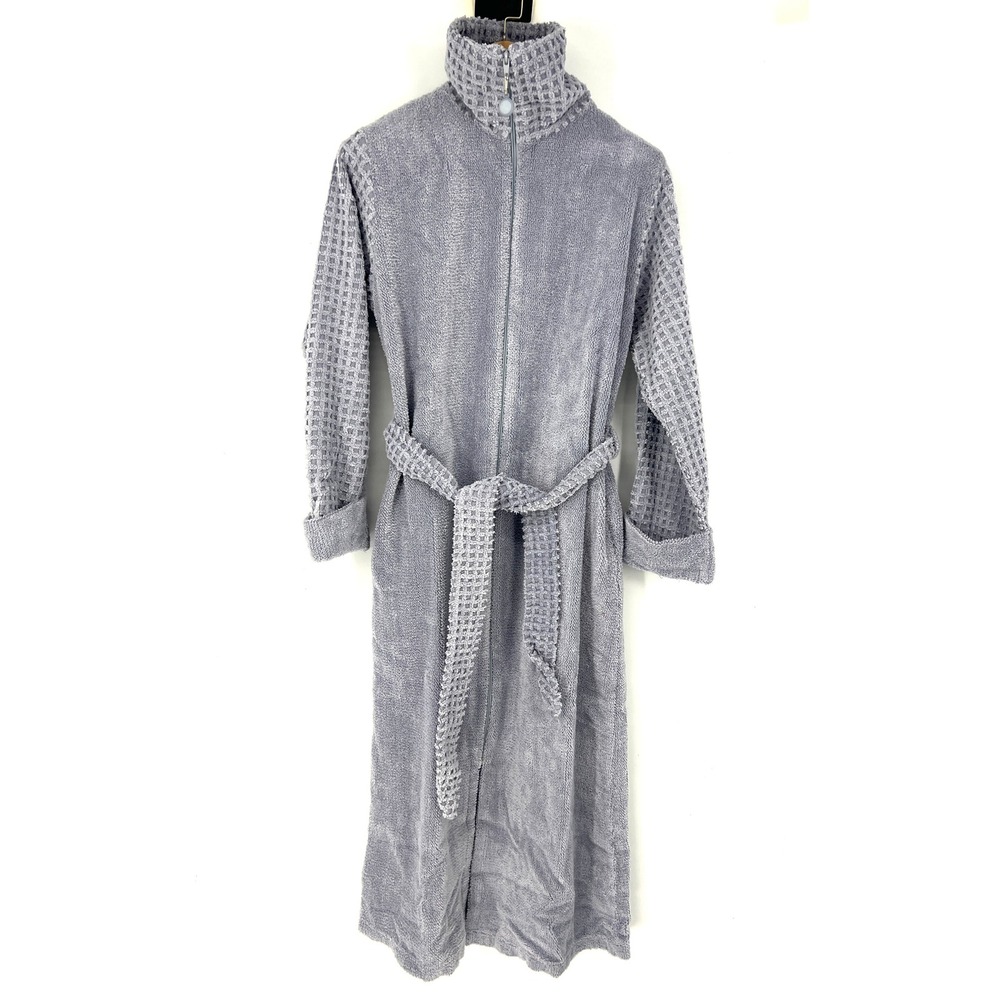 House of Chenille Loungewear Women's Gray Waffle Knit Full Zip Robe‎ Size S NEW